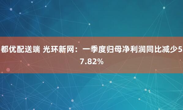 都优配送端 光环新网：一季度归母净利润同比减少57.82%