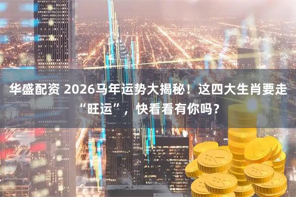 华盛配资 2026马年运势大揭秘！这四大生肖要走“旺运”，快看看有你吗？